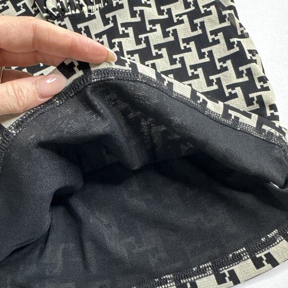 Y2K Geometric Print Ruched Top High Neck Cyber Indie Mod Retro Medium Minimalist - Picture 8 of 12